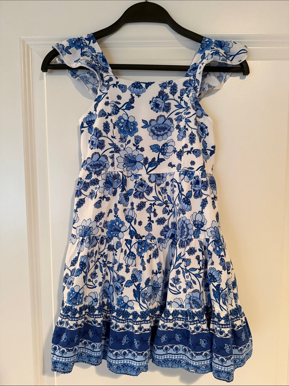 Girls' Chenault Blue & White Floral Tiered Sundress size 5